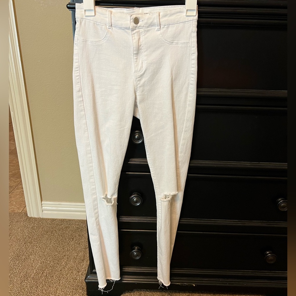 Zara white denim jeans